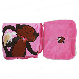 Плед подушка Little Car Monkey 100х80 розовый