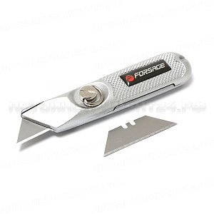 Нож универсальный в металлическом корпусе с запасными лезвиями 2шт, на блистере Forsage F-5055P44
