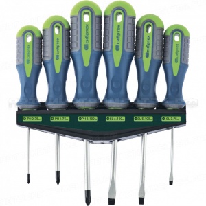Набор отверток, CrV, трехкомпонентные рукоятки, 6 предметов. СИБРТЕХ