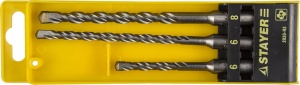 Набор STAYER "PROFI" Буры по бетону, хвостовик "SDS-Plus", 6х110; 6х160; 8х160мм; 3шт