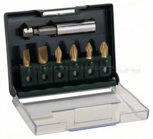 НАБОР 6 БИТ S/PH/PZ 25 ММ TIN + ДЕРЖАТЕЛЬ, 2609255985