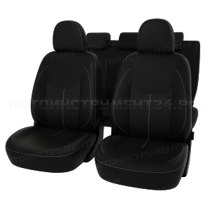 Чехлы Datsun On-Do 2014 спл. черный/отстрочка белая, экокожа *Оригинал*