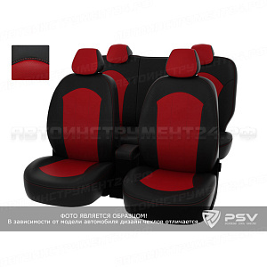 Чехлы Toyota Rav4 IV 2012-> черно-красная экокожа "Оригинал"