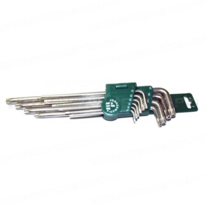 Комплект угловых ключей Torx Extra Long Т9-Т50, 1 S2 материал, 10 предметов