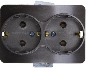 Розетка СВЕТОЗАР "ГАММА" с заземлением, двойная, без вставки и рамки, цвет темно-серый металлик, 16А/~250В