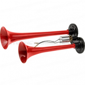 Сигнал пневматический HQ-8011 R 2-рожковый красный 24V 300/360мм /15 шт