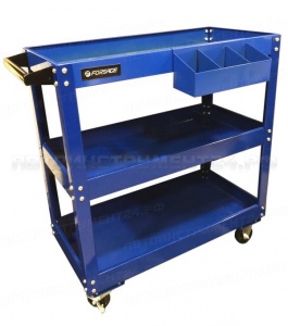 Тележка инструментальная 3-х полочная с навесным лотком и держателем отверток(350х770х820мм, размеры полок-60х350х700мм) Forsage F-1141343A