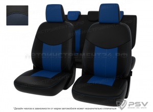Чехлы Skoda Fabia II 2007-2014 г. - черно-синяя экокожа *Оригинал*