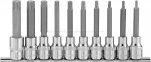 Набор насадок торцевых 1/2"DR с вставками-битами TORX® на держателе, T20-T70, 100 мм, 10 предметов