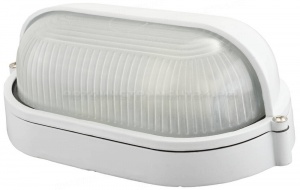 Светильник уличный СВЕТОЗАР влагозащищенный с верхним защитным кожухом, овал, цвет белый, 60Вт