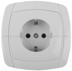 Розетка СВЕТОЗАР "CITY LIGHT" одинарная в сборе, с заземлением, цвет белый, 16А/~250В