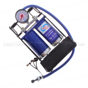 Насос ножной двухпоршневой с манометром 0-7 bar
