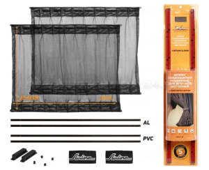 Шторки солнцезащитные раздвижные S (Д*В: 60*37-42см), цвет черный AIRLINE, ASPS-S-08
