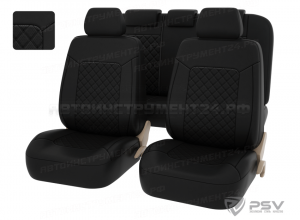 Чехлы PSV Elegant Next (Черный/отстрочка черная), ромб + экокожа