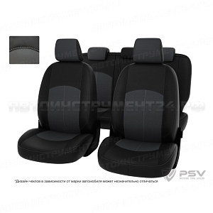 Чехлы Nissan Almera III 2012-> спл. черно-серая экокожа "Оригинал"