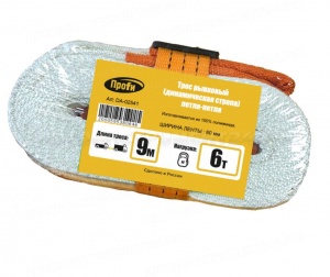 Трос рывковый (динамическая стропа) петля-петля 9м ( 6т) ширина ленты 60мм (10)