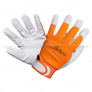 Перчатки козья кожа, комбинированные (натур. кожа/хлопок) (XL), оранж./сер. AIRLINE, AWG-S-14