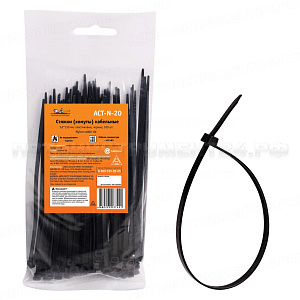 Стяжки (хомуты) кабельные 3,6*150 мм, пластиковые, черные, 100 шт. AIRLINE, ACT-N-20