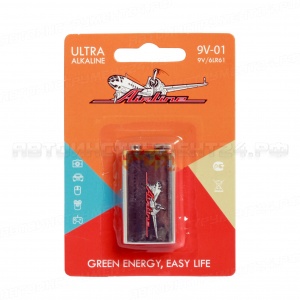 Батарейка 6LR61/Крона 9V щелочная 1 шт. AIRLINE, 9V-01