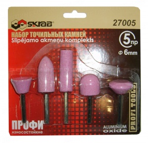 Набор точильных камней 5пр. 6мм А11/A21/A32/A37/W197 Al2O3 ПРОФИ 27005
