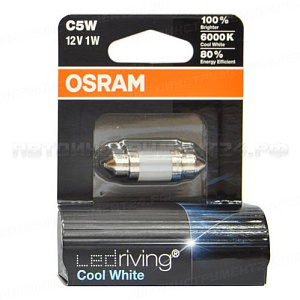 Автолампа C5W (SV8.5/8) 35мм LED PREMIUM COOL WHITE 6000K (блистер) 12V OSRAM /1/5 NEW