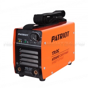 Аппарат сварочный инверторный PATRIOT 170DC MMA, входное напряжение: 1ф,140-240В; сварочный ток мин/макс: 20/160A; ПВ при макс. токе: 60%@40°C, ARC FORCE, ANTI STICK, HOT START, 605302516