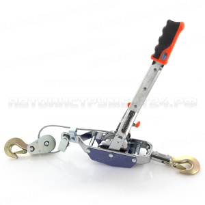 Лебёдка рычажно-храповичная с тросом 2500кг 2 крюка трос металлический 5мм 3,66 метра