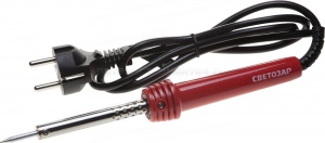 Электропаяльник СВЕТОЗАР "ЮПИТЕР", пластм. рукоятка, жало "LONG LIFE", форма конус, 40Вт