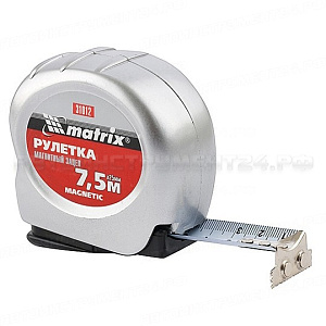 Рулетка Magnetic, 7,5 м х 25 мм, магнитный зацеп. MATRIX