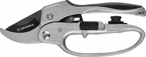 G-15 Секатор с алюминиевыми рукоятками, с эфесом, контактный, 200 мм, GRINDA