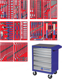 Набор инструментов ";ЛИДЕР"; в синей тележке, 270 предметов МАСТАК 52-06270B