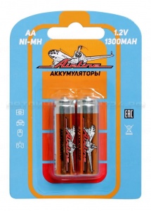 Батарейки AA HR6 аккумулятор Ni-Mh 1300 mAh 2шт. AIRLINE, AA-13-02