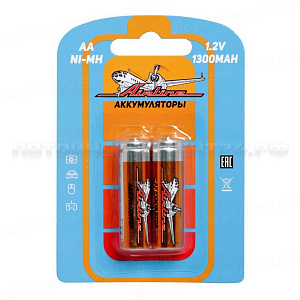 Батарейки AA HR6 аккумулятор Ni-Mh 1300 mAh 2шт. AIRLINE, AA-13-02