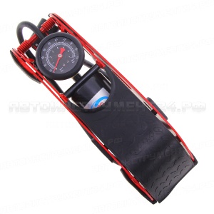 Насос ножной однопоршневой с манометром 0-7 bar усиленный корпус "ЛЮКС"