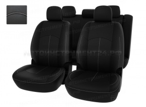 Чехлы Lada Largus 2012 Норма/Люкс 5 мест черный/отстрочка белая, экокожа *Оригинал*