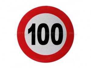 Наклейка Ограничение скорости 100 км/ч наружная светоотражающая D20 см (501508), шт