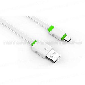 Кабель LS-012W силиконовый плоский micro-USB (2м) белый LDNIO /1