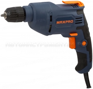 MAX-PRO Дрель электрическая 450 Вт; 0-2700об/мин; быстрозажимной патрон 0,8-10мм; 1,1 кг; резиновые вставки; кор.