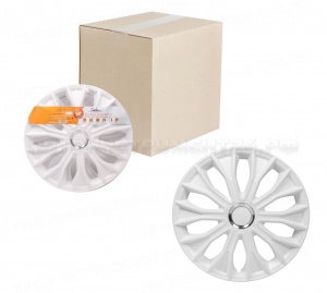 Колпаки колесные 16" "Волтек", белый глянец, хром кольцо, компл. 2 шт. AIRLINE, AWCC-16-34