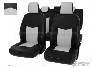 Чехлы Skoda Fabia II 2007-2014 г. - черно-белая экокожа *Оригинал*