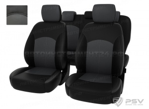Чехлы Ford Mondeo IV 2007-2015г (Titanium) черно-серая экокожа "Оригинал"