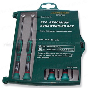 Набор отверток для точной механики шлиц прямой, крест (PH) 8 предметов
