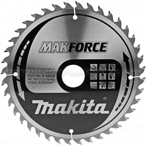 Диск пильный для дерева Makforce, HW, 190x2.2x30 мм, 40T, 20G, ATB Makita B-43658