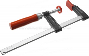 Струбцина ЗУБР "СТАНДАРТ", тип "F", деревянная ручка, стальная закаленная рейка, 50х200мм