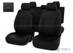 Чехлы Hyundai i40 2011 черная экокожа + черная алькантара "Оригинал"