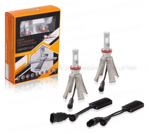 Лампа H11 LED кмпл 2шт. светодиодная 12В 18Вт 6500К 5000Лм белая PREMIUM AIRLINE, ALED-H11-05