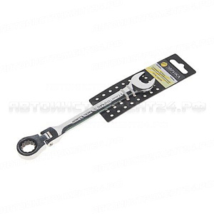 Ключ комбинированый ER-61014H трещоточный шарнирный 14мм (на держателе) ЭВРИКА 10/150