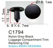 Клипса для крепления внутренней обшивки а/м Субару пластиковая (100шт/уп.) Forsage клипса F-C1794(Subaru)