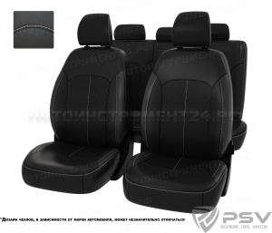 Чехлы Kia Rio IV X-Line 2017-> Wag, черный/отстрочка белая, экокожа "Оригинал"