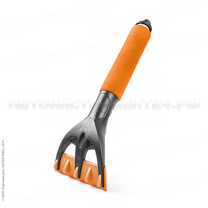 Скребок для снега "AUTOPROFI", ширина 10 см, с мягкой ручкой, 30 см, чёрн./оранжевый, 1/100